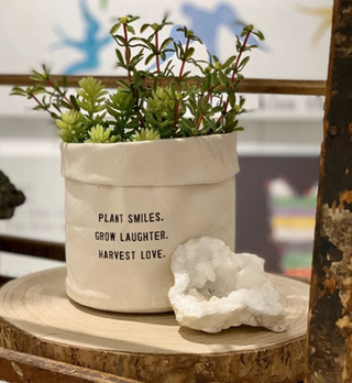 Plant Smiles, Grow Laughter - Large Canvas Planter